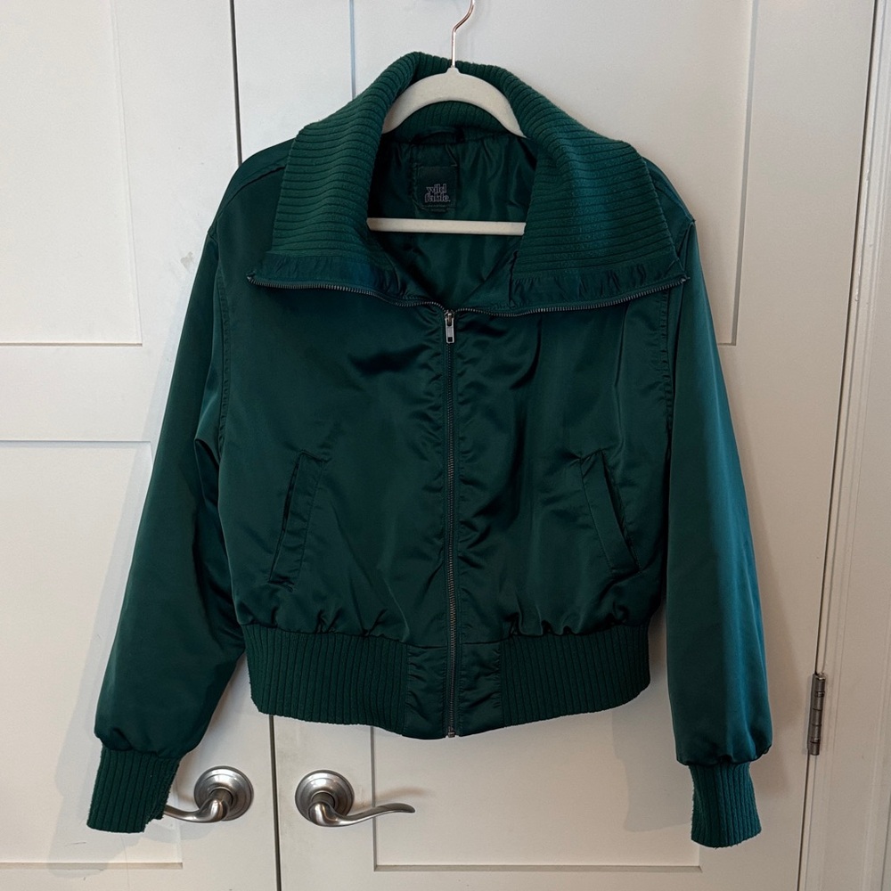 wild fable Green Satin Bomber Jacket